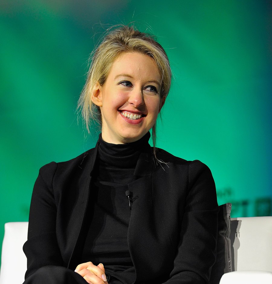 Elizabeth Holmes in a black turtleneck onstage at TechCrunch Disrupt San Francisco, 2014