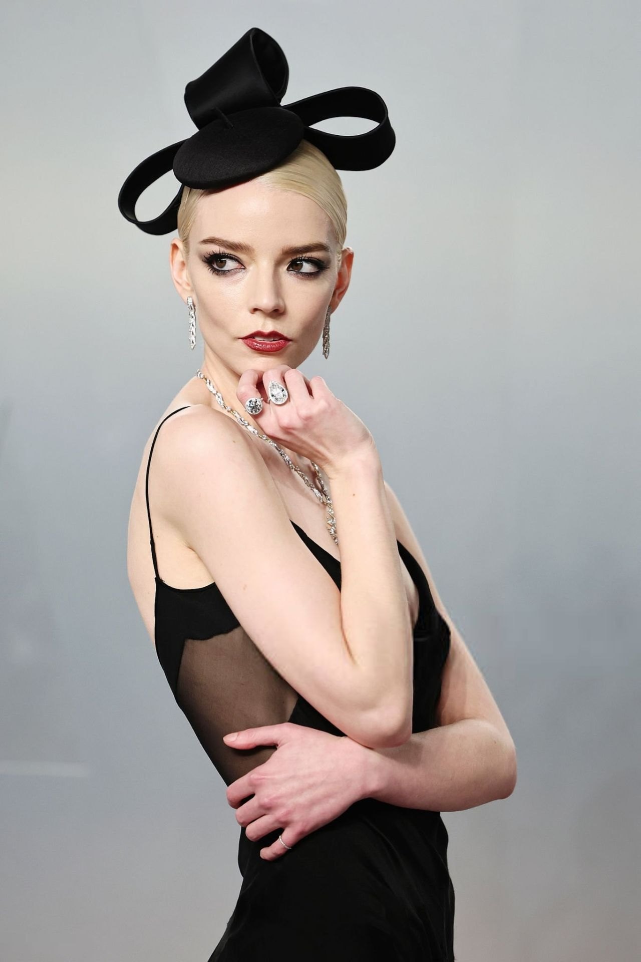 Anya Taylor-Joy in a sheer black look at the Vanity Fair Oscar Party, March 2026, photo 3