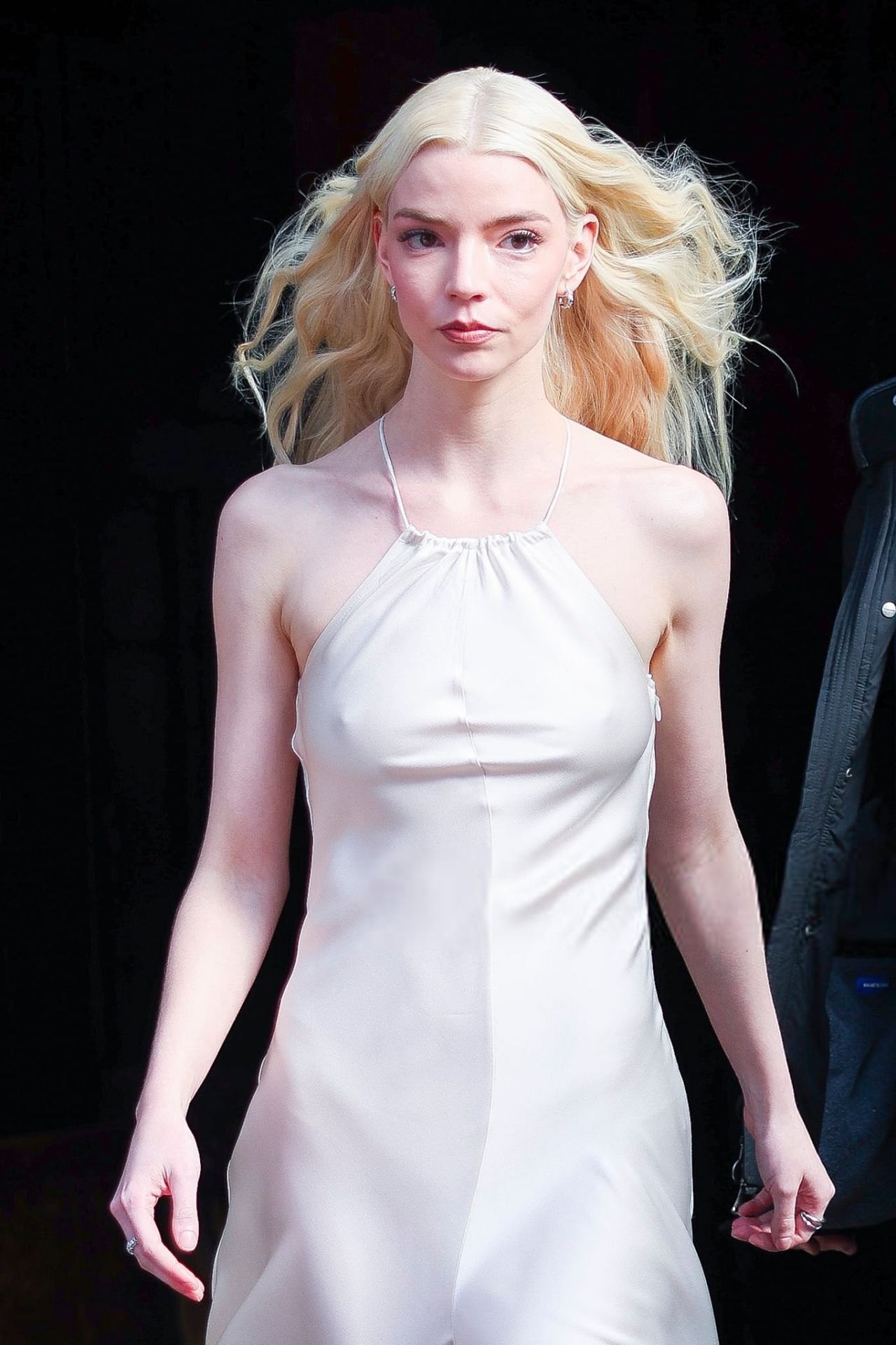 Anya Taylor-Joy in a cream satin slip dress leaving the Bowery Hotel in New York, March 2026, photo 4