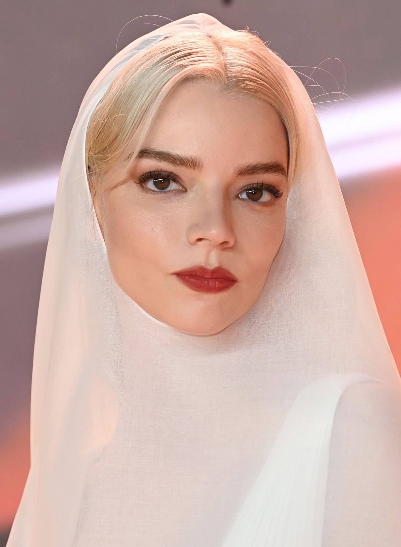 Anya Taylor-Joy in a white hooded gown at the Dune: Part Two premiere in London, February 2024, photo 3
