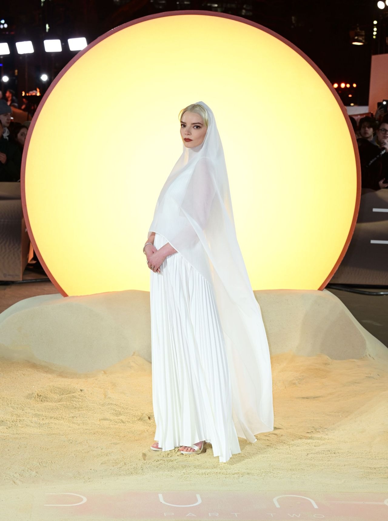 Anya Taylor-Joy in a white hooded gown at the Dune: Part Two premiere in London, February 2024, photo 4