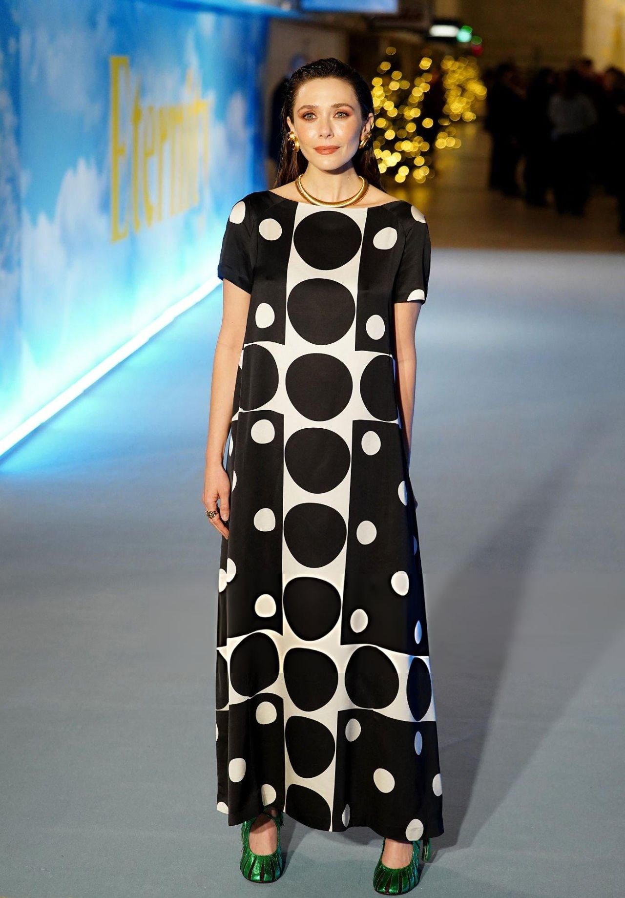 Elizabeth Olsen in a black polka-dot gown at the Eternity UK premiere, 2025, photo 2
