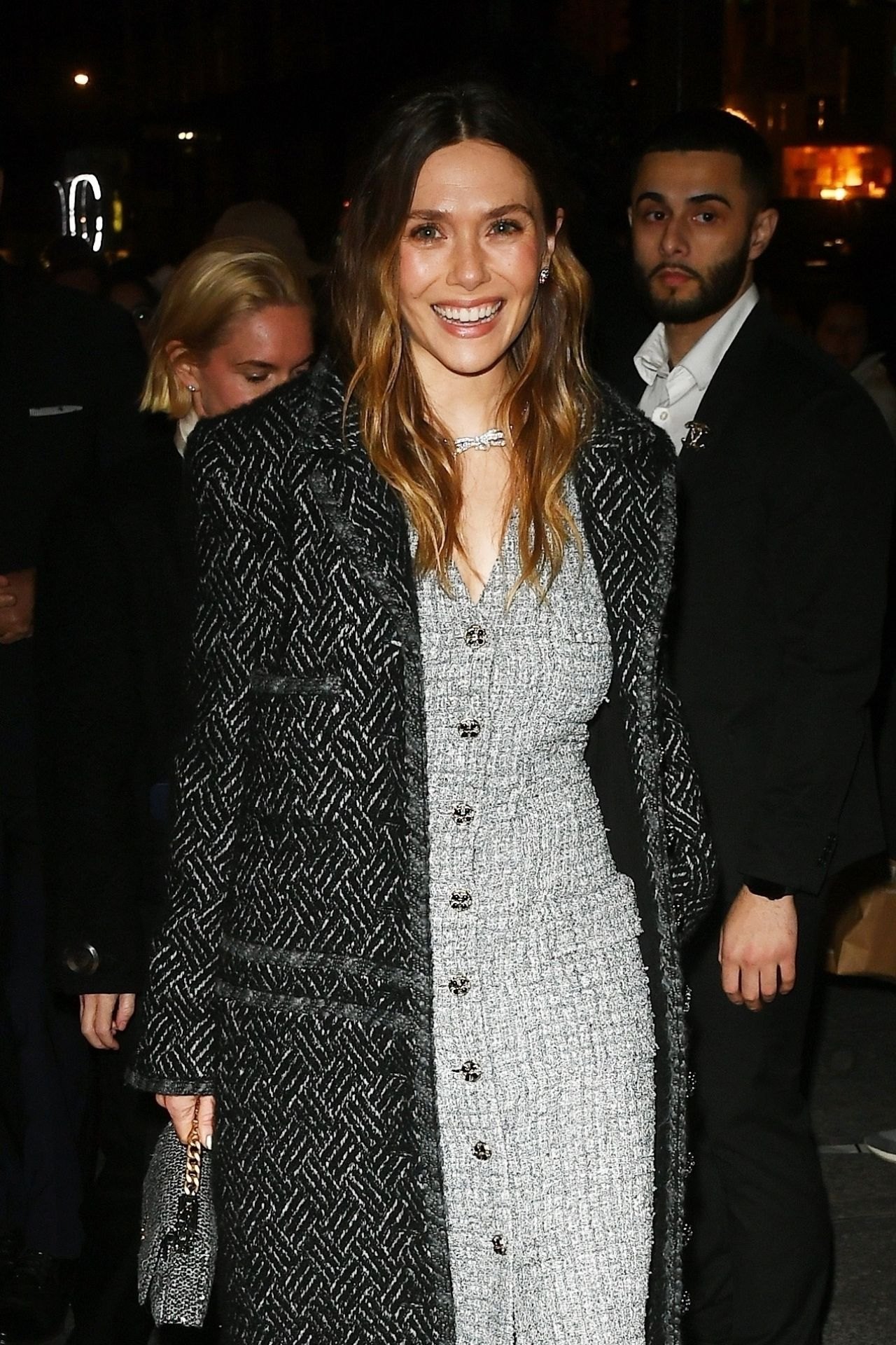 Elizabeth Olsen arriving at a Chanel dinner in New York City, February 2024, photo 2