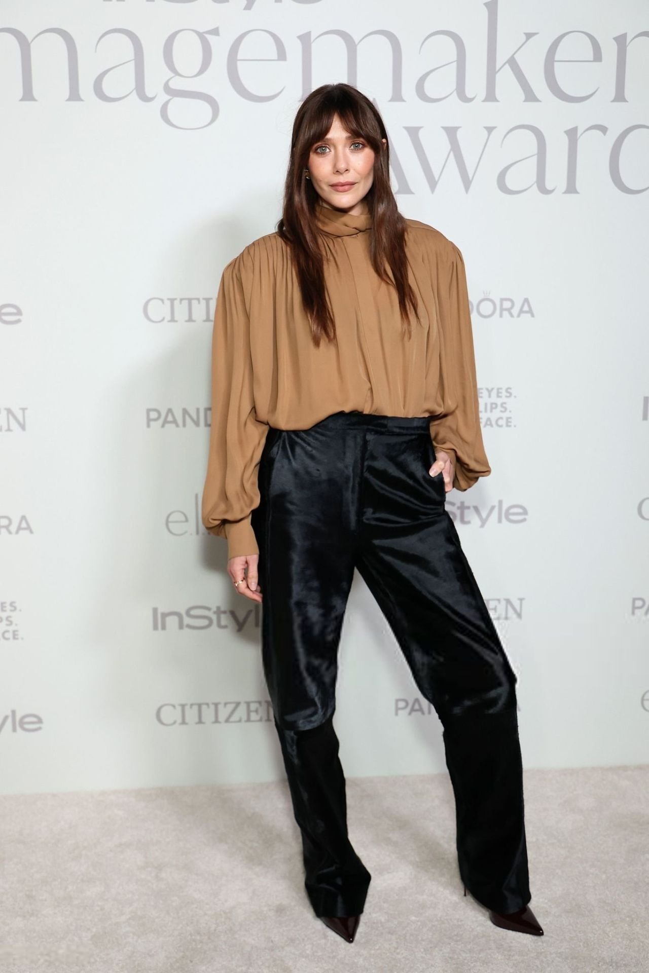 Elizabeth Olsen in satin and leather at the InStyle Imagemaker Awards, 2025, photo 3