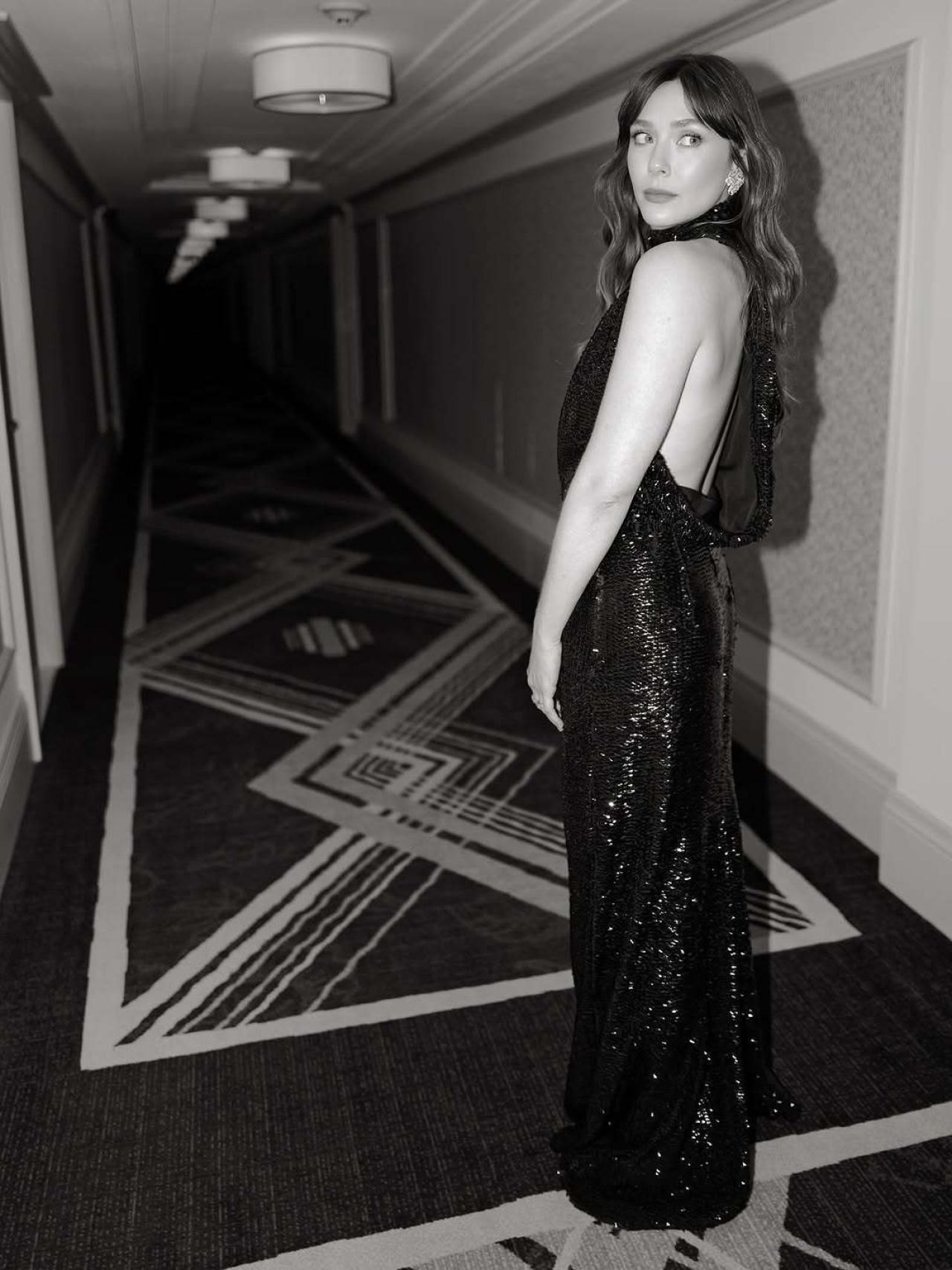 Elizabeth Olsen in a black sequin gown at the Eternity premiere at TIFF, 2025, photo 2