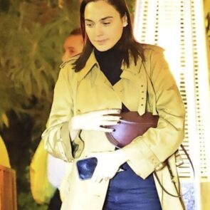 Gal Gadot in Beige Trench Coat Leaving Bird Streets Club December 2025