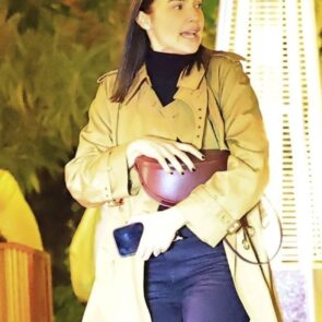 Gal Gadot in Beige Trench Coat Leaving Bird Streets Club December 2025