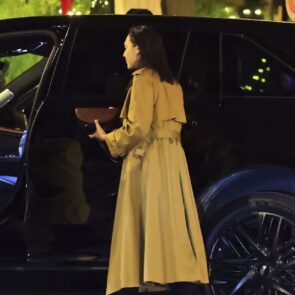 Gal Gadot in Beige Trench Coat Leaving Bird Streets Club December 2025
