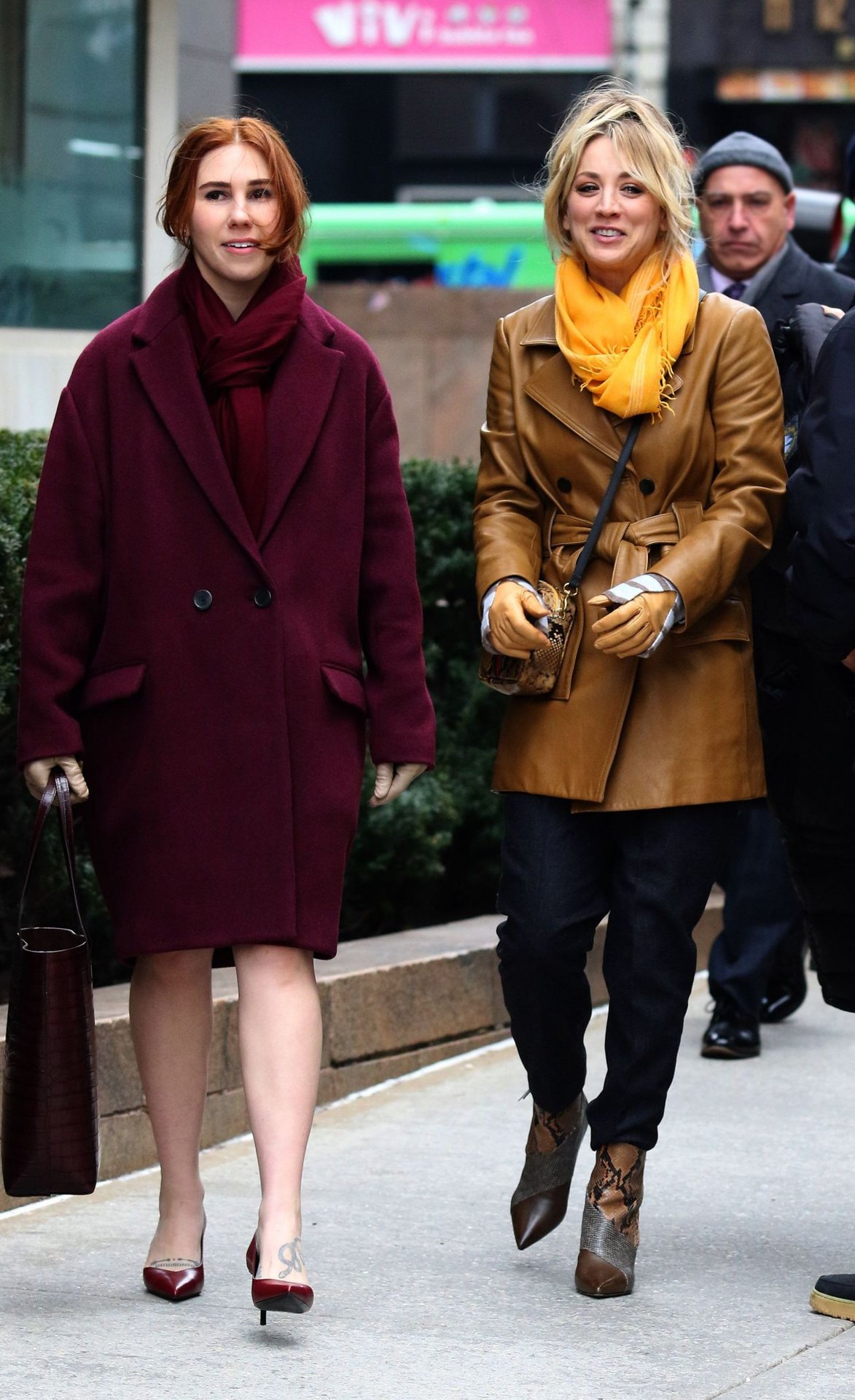 Kaley Cuoco and Zosia Mamet - "The Flight Attendant" Movie Set in NYC 12/18/2019