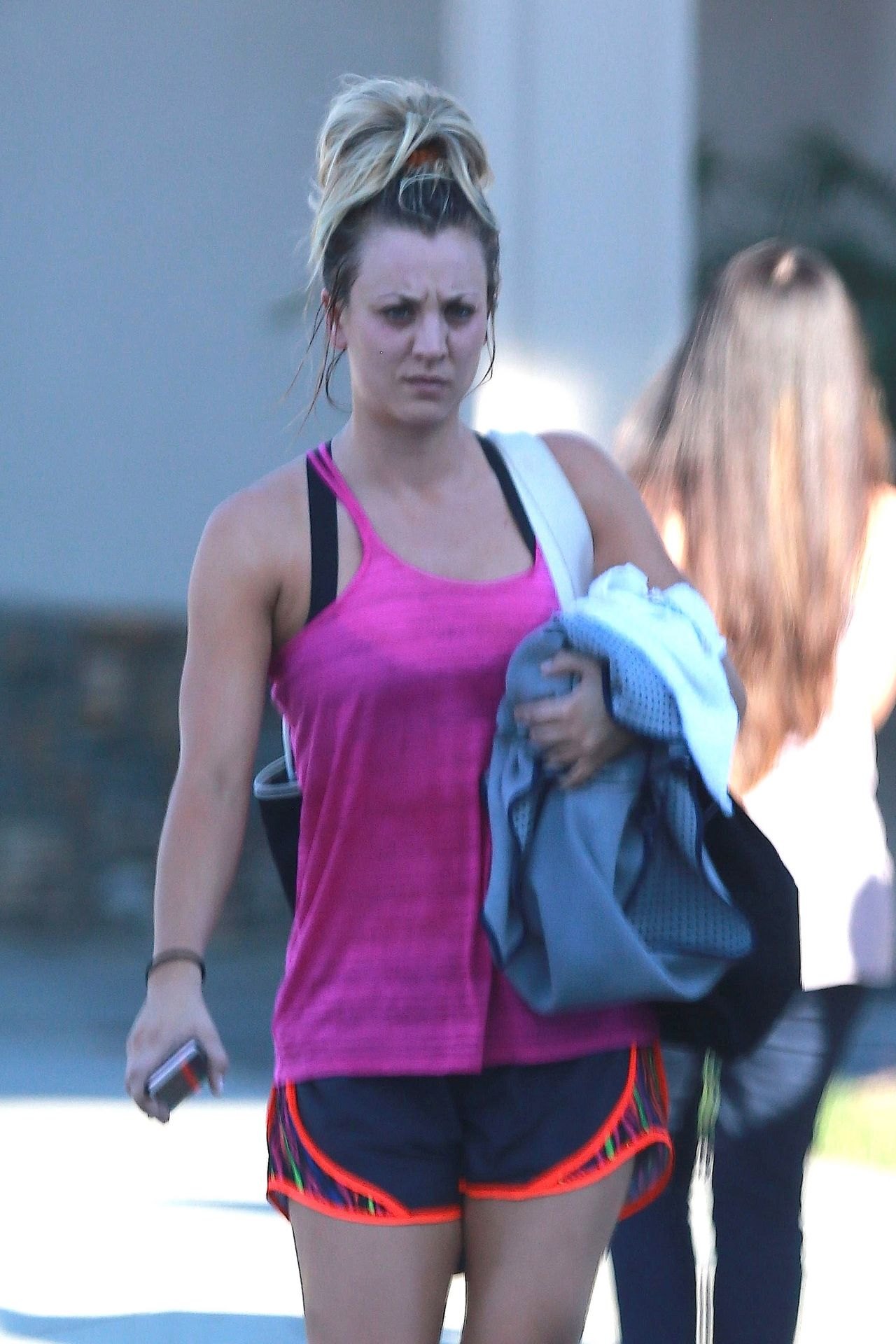 Kaley Cuoco in Shorts - Leaving Yoga Class in Studio City 9/15/2016