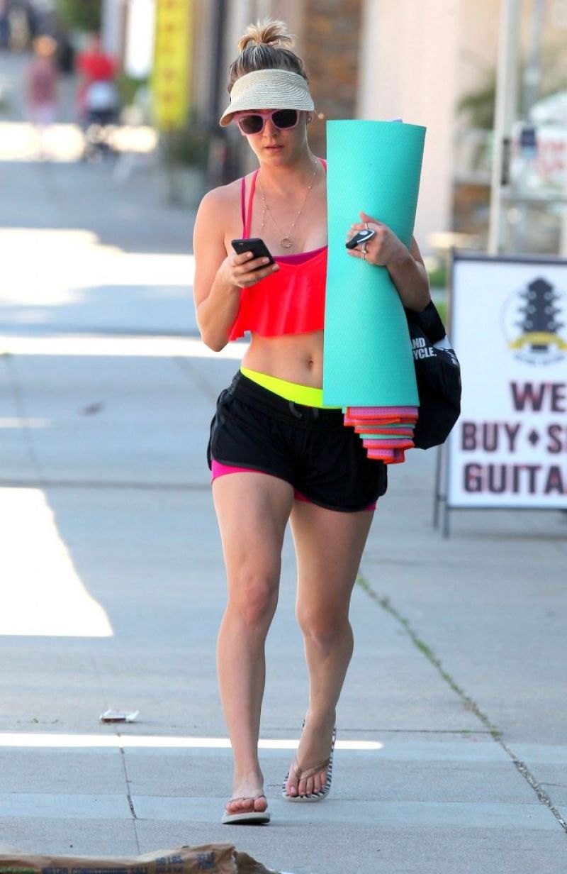 Kaley Cuoco in Shorts - Leaving Yoga Class in Sherman Oaks - March 2015
