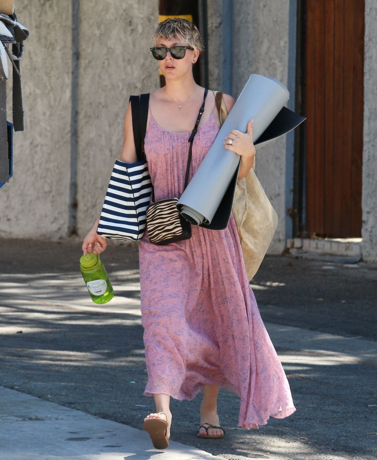 Kaley Cuoco in Summer Dress - Leaving Yoga Class in Sherman Oaks - September 2014