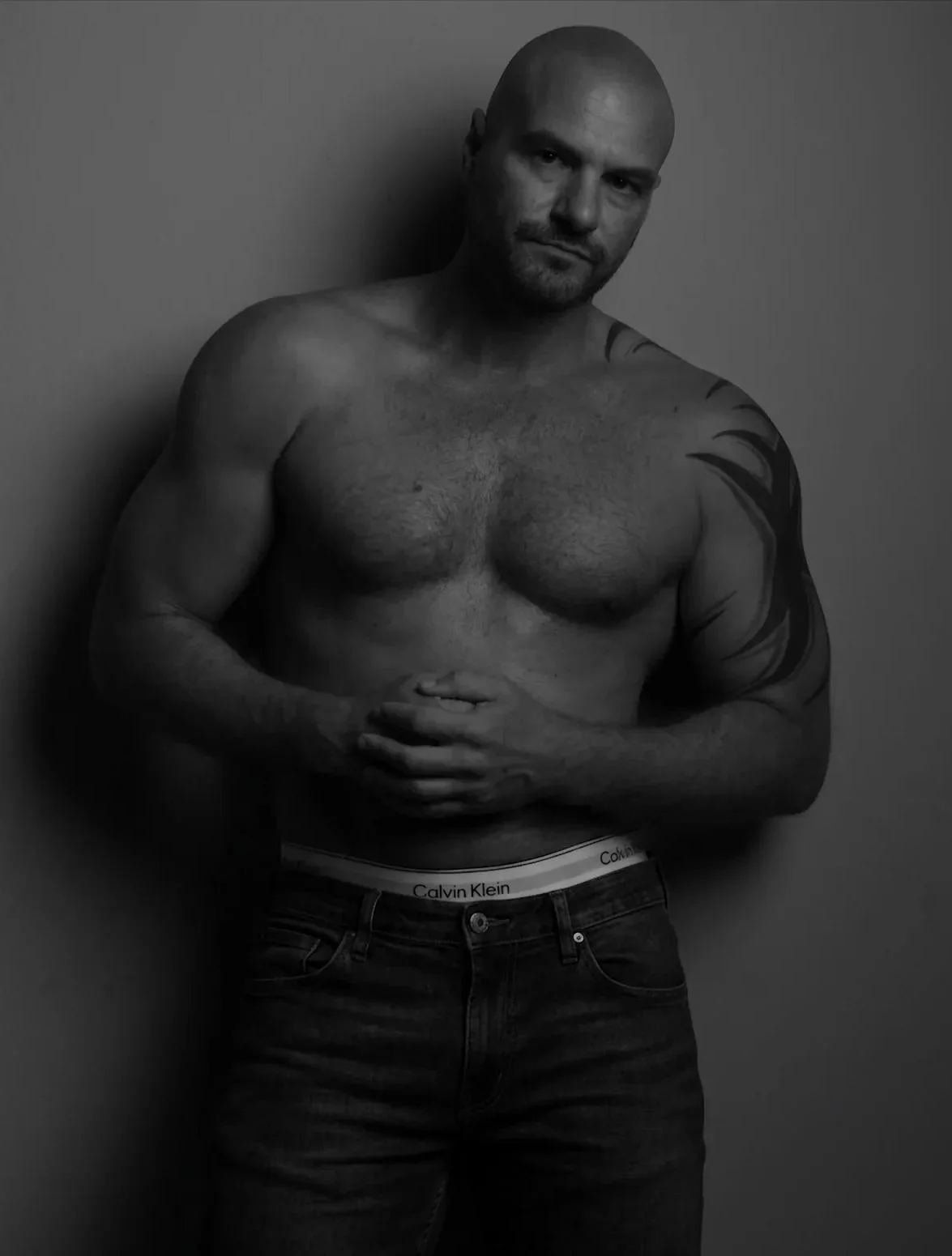 Nico Grey, adult content creator and entrepreneur, black-and-white portrait