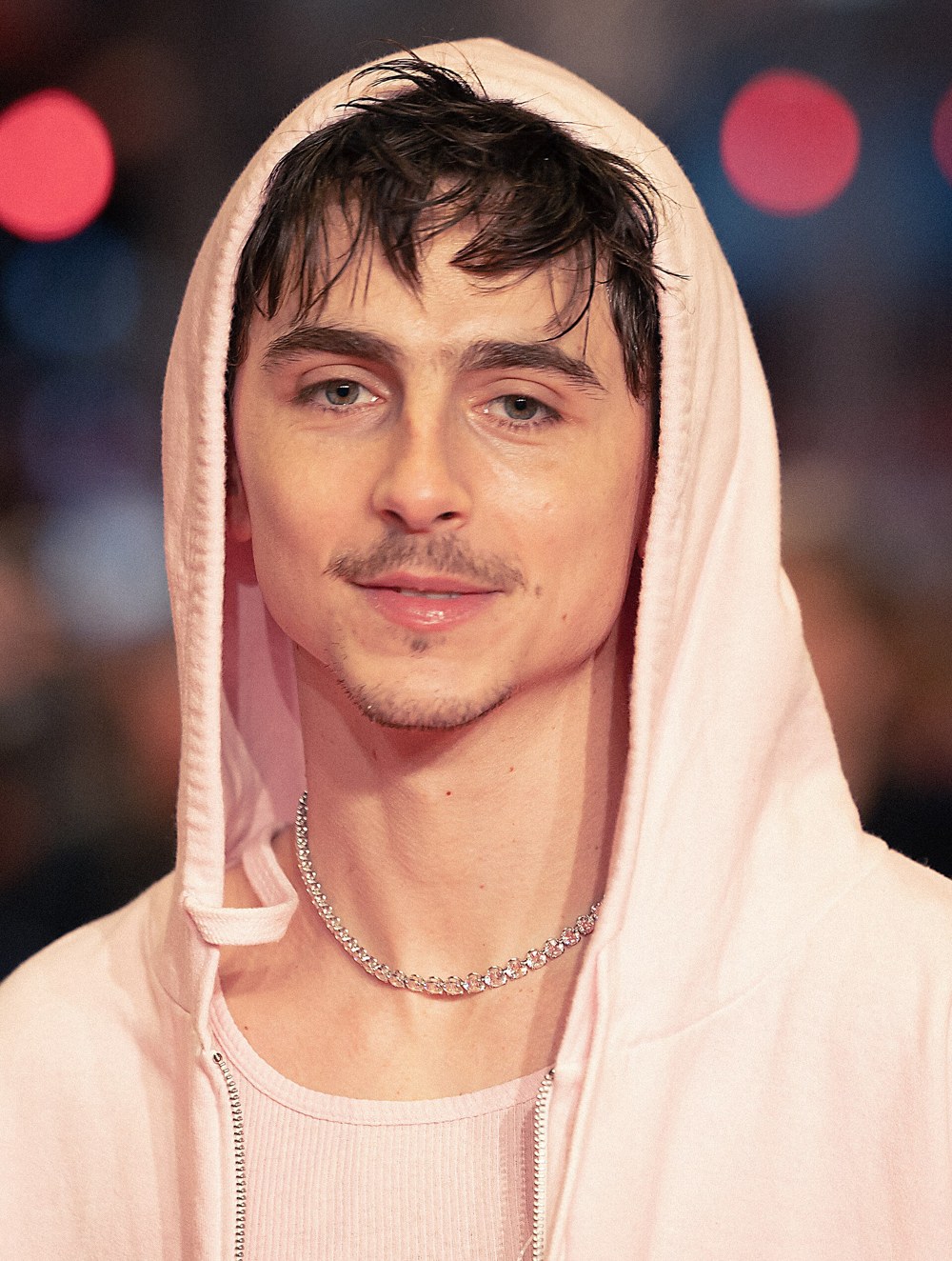 Timothée Chalamet in a white hooded top at the 2025 Berlin International Film Festival