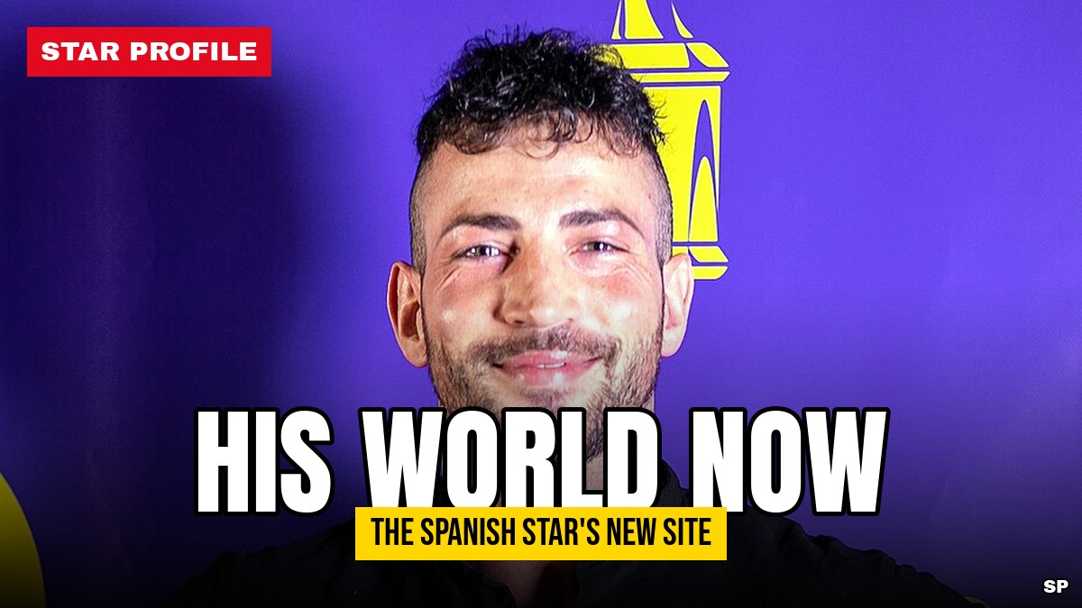 Maximo Garcia smiling at the XBIZ Europa Awards 2019, Scandal Planet star profile graphic