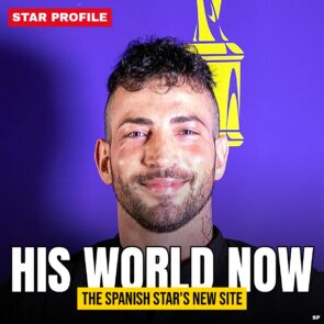 Maximo Garcia smiling at the XBIZ Europa Awards 2019, Scandal Planet star profile graphic